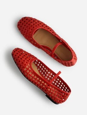 Madewell The Greta Open Weave Ballet Flats- Red- Size 7.5